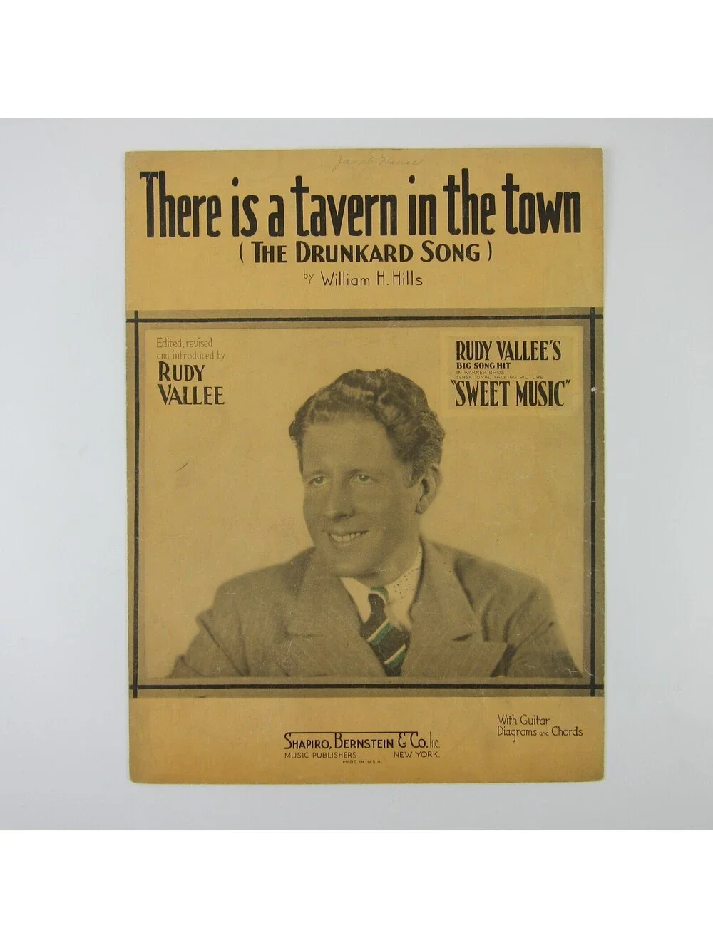 Sheet Music There is a Tavern in the Town Sweet Music Rudy Vallee Vintage 1934